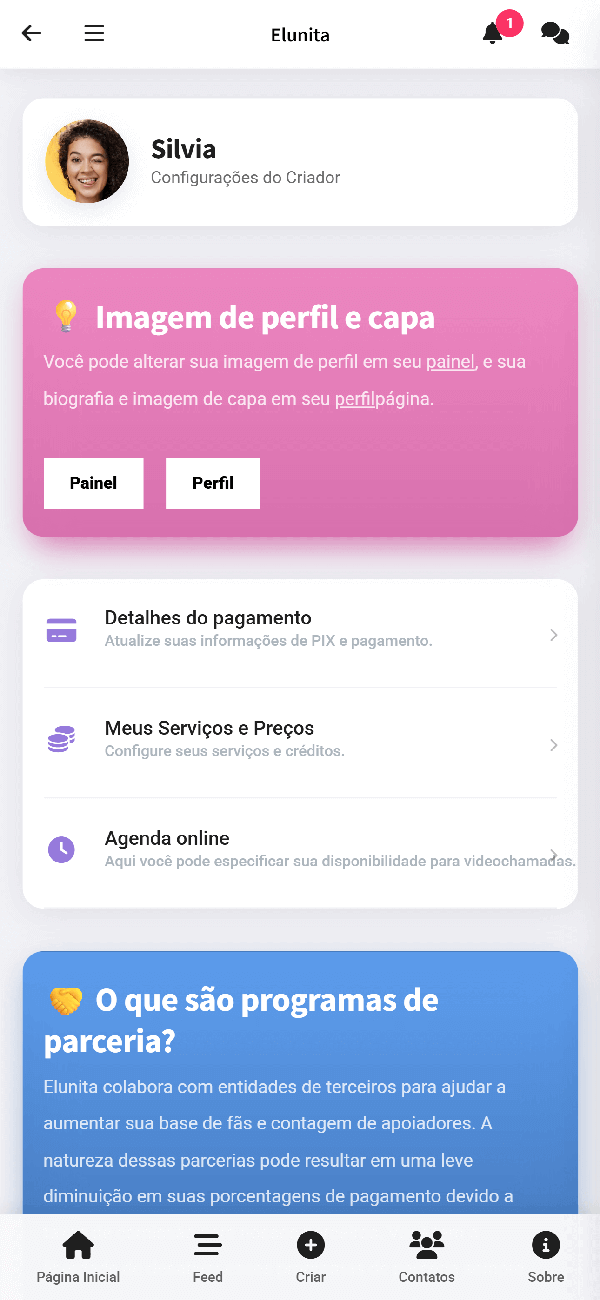 App creator dashboard screenshot